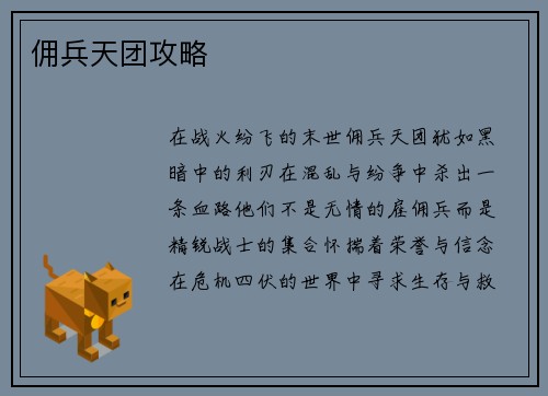 佣兵天团攻略